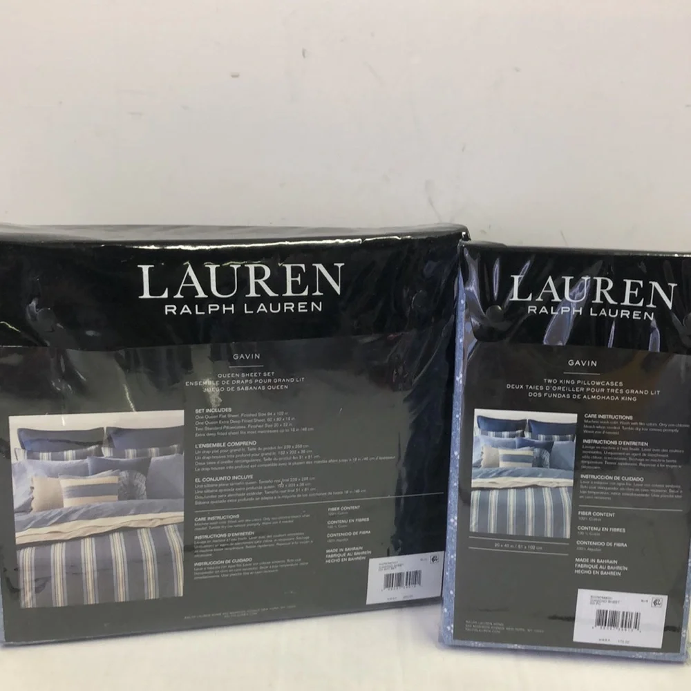 6 Pc Set Lauren Ralph Lauren Gavin Diamond Sheet Set + King Cases